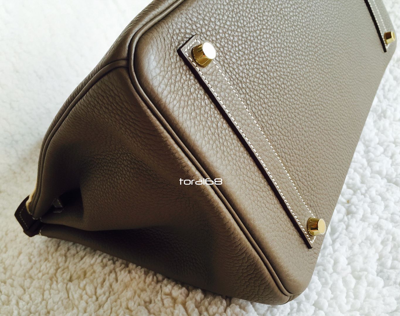 New 100 Authentic Hermes Birkin 35cm Classic Etoupe Clemence Gold ...