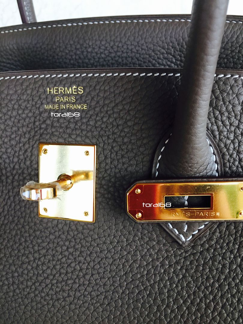 New 100 Authentic Hermes Birkin 35cm Classic Etoupe Clemence Gold ...