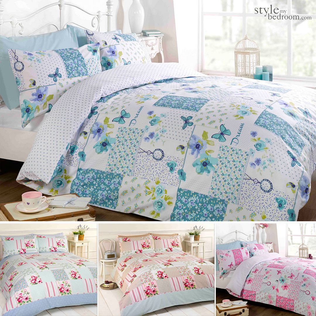 Floral Vintage Patchwork Quilted Bedspread Throw + 2 Pillow Shams eBay