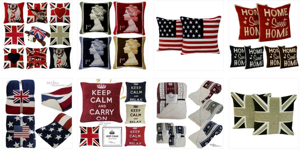 Royal Mail Retro British Postage Stamp Chenille Cushion Covers / Filled