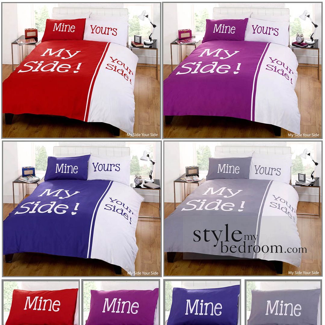 Mine Yours Retro Chic Scroll Text Duvet Quilt Cover Bedding Set