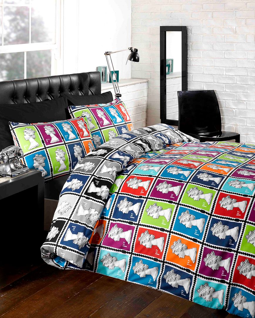 Royal Mail Retro British Postage Stamp Chenille Cushion Covers / Filled