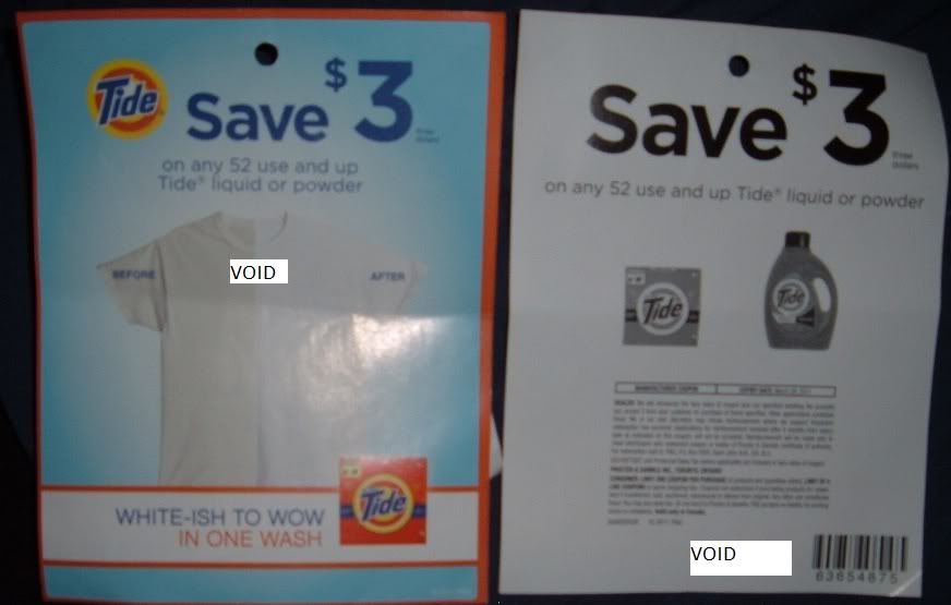3 Tide coupon (52 uses liquid of powder)