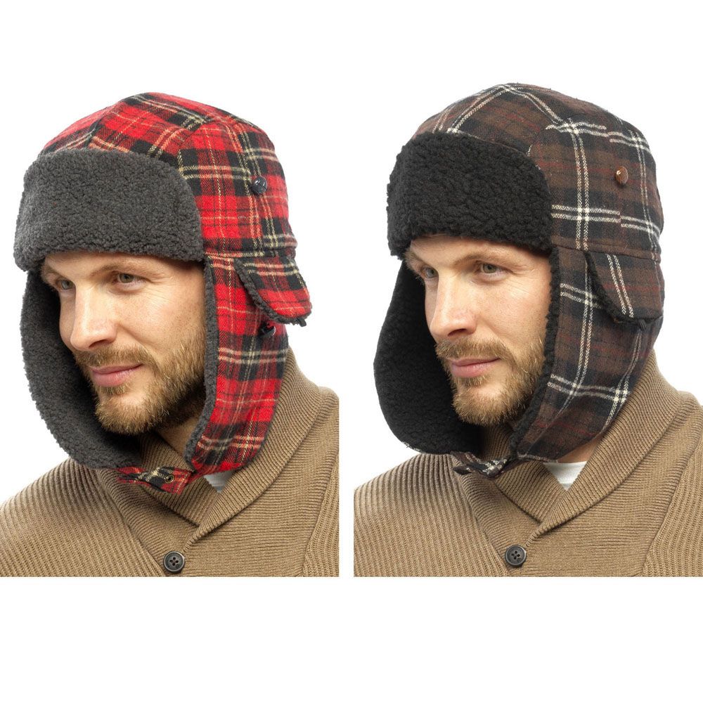 Mens Winter Sherpa Lined Trapper Aviator Hunter Ski Lumberjack Hat eBay