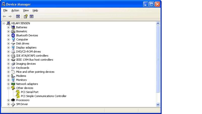 Pci serial port missing driver