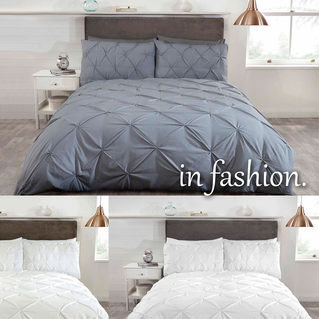 Luxury Mink Damask Flock Pintuck Duvet Quilt Cover Bedding Set