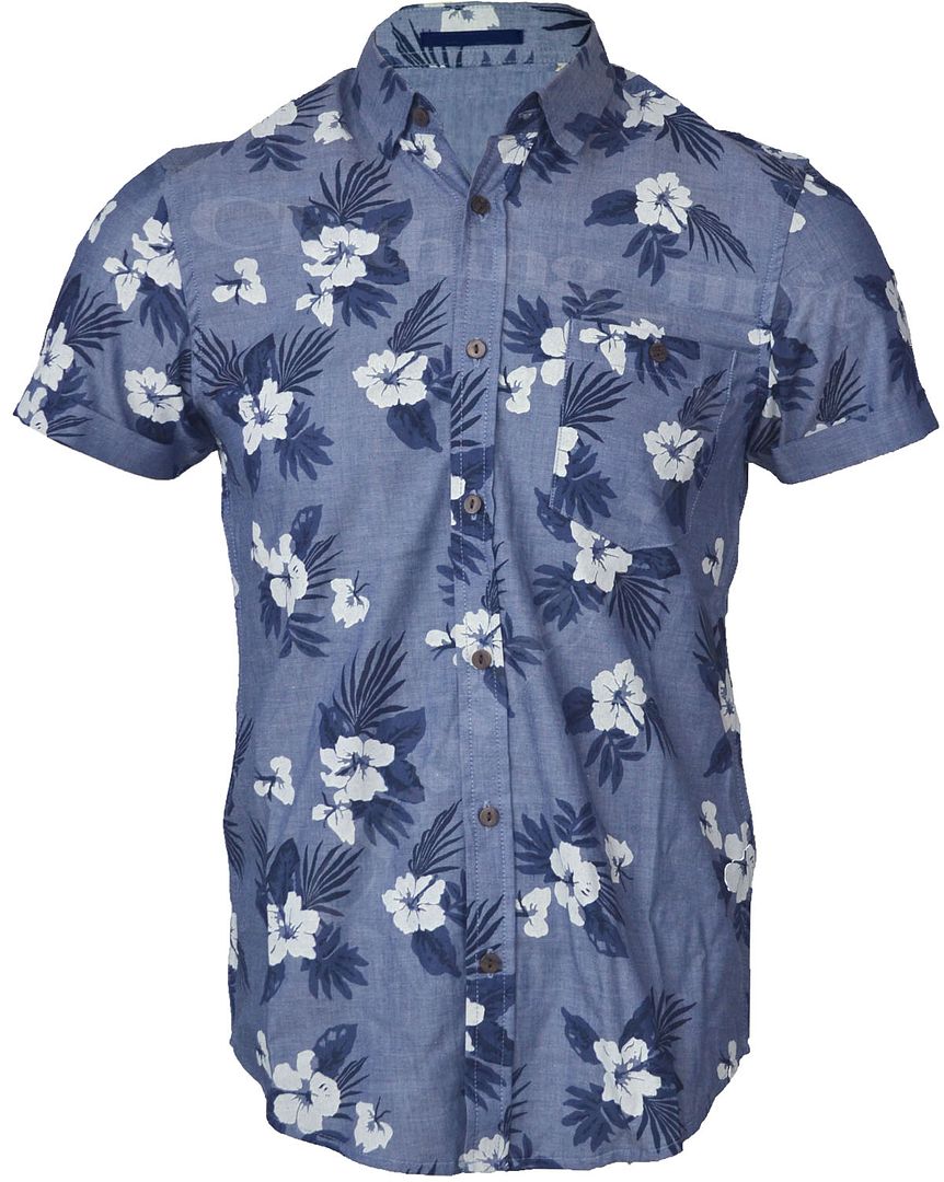 Mens Fashion Hawaiian Floral Shirt Goldhawk Short Sleeve Casual 100% ...