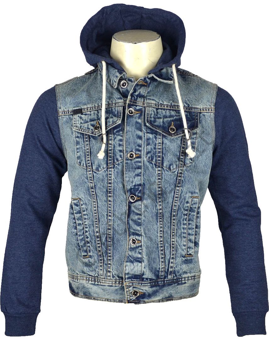 Mens Denim Hooded Jacket Blue Designer Hoodies Top | eBay
