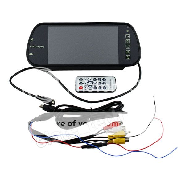 7" TFT LCD FM Transmitter Car Backup Parking Mirror Monitor w MP5 USB SD Port