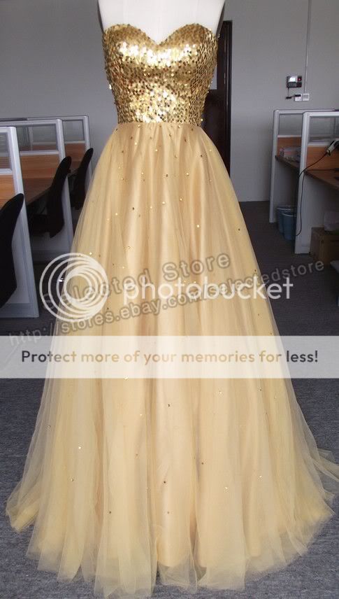 2012 A Line Sweetheart Floor Length Sequins Tulle Long Evening Prom 