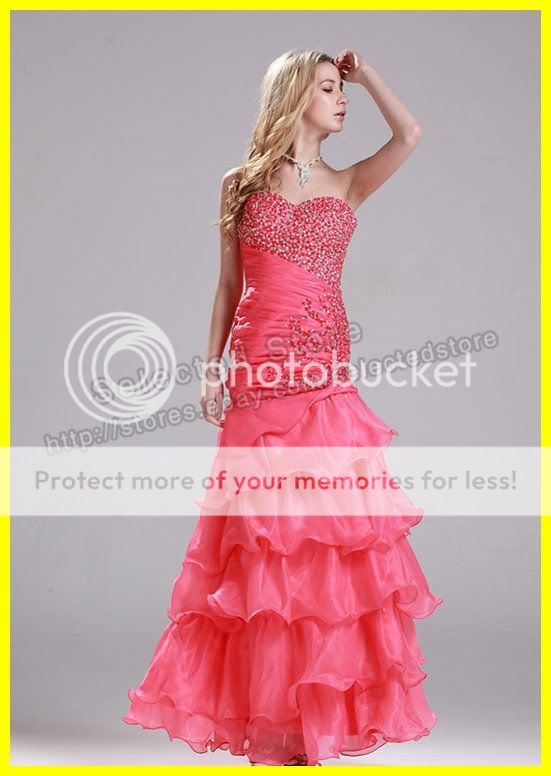   Mermaid Sweetheart Floor Length Beaded Watermelon Long Prom Dresses