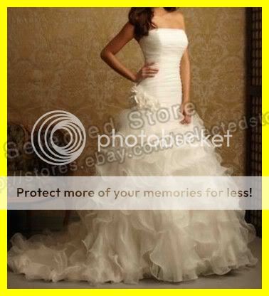   Strapless Floor Length Organza Wedding Dresses Bridal Gowns  